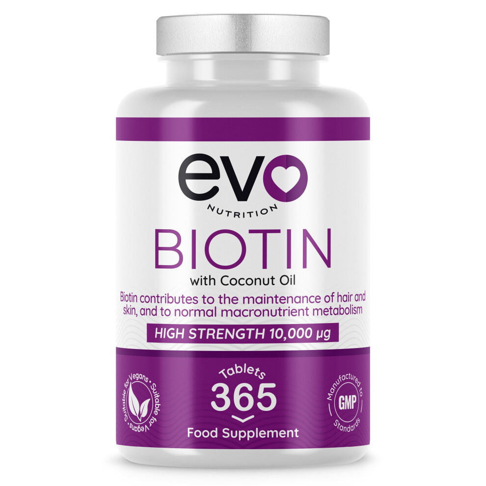 Evo Nutrition Extra Strong 10,000Mcg Biotin - 365 Vegan Tablets