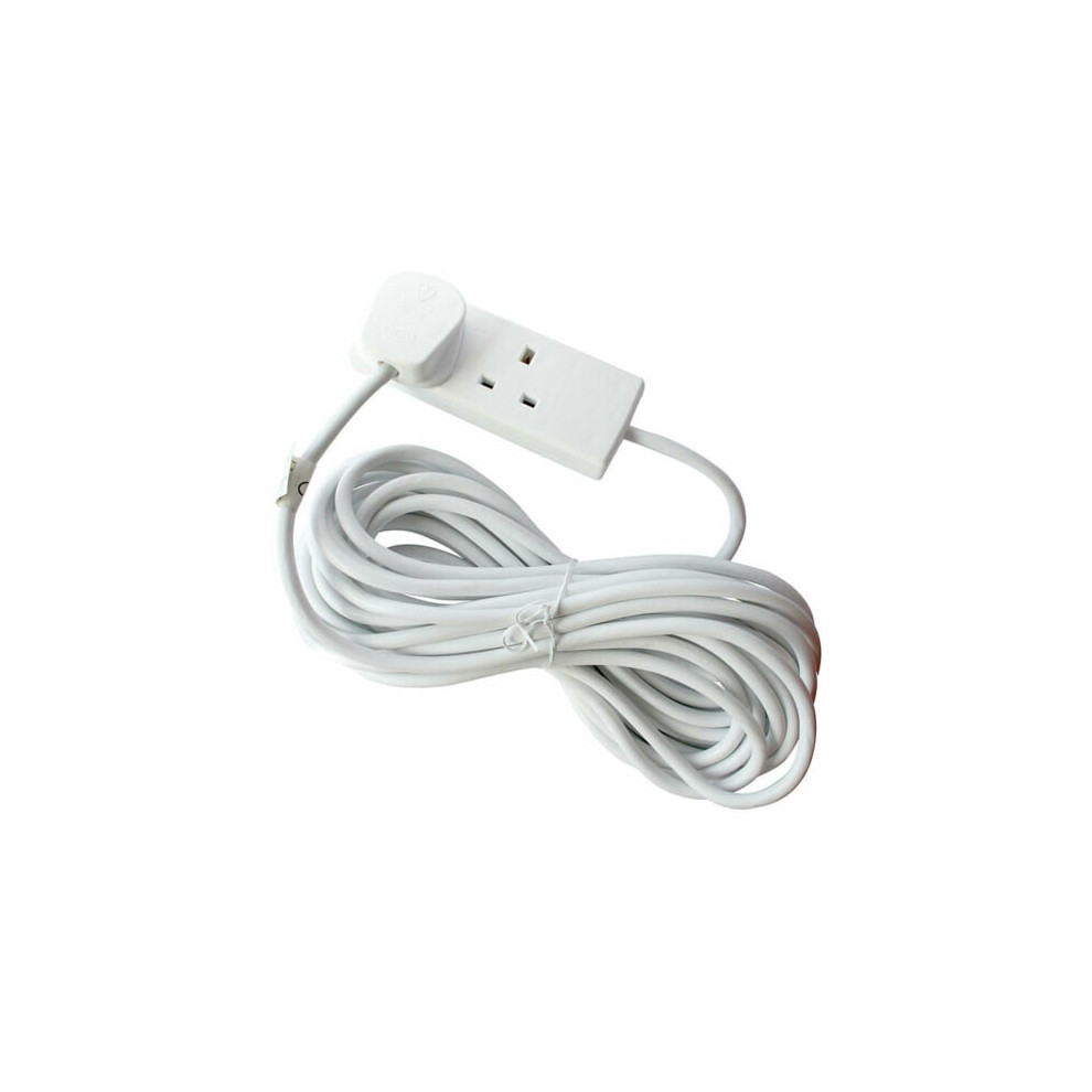 2 GANG 10 METRE 13 AMP EXTENSION LEAD IN WHITE TRAILING SOCKET & UK MAINS PLUG