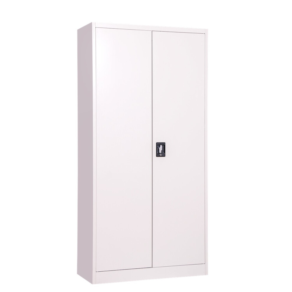(Grey) Steel Storage Cupboard 180cm 2 Door Lockable Bookcase Filing Cabinet