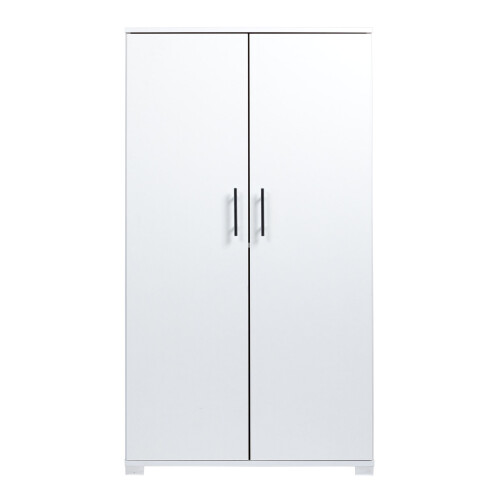 (White) Office Storage Cupboard 2 Door Locking Bookcase Filing Cabinet 4 shelf 140cm