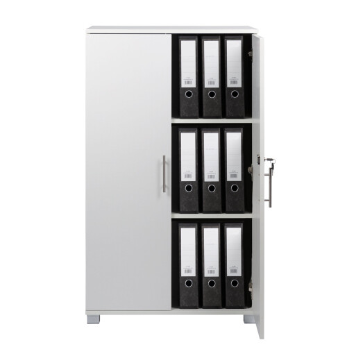 (White) Office Home Storage Cupboard Locking Secure 2 Shelf Bookcase Cabinet 1