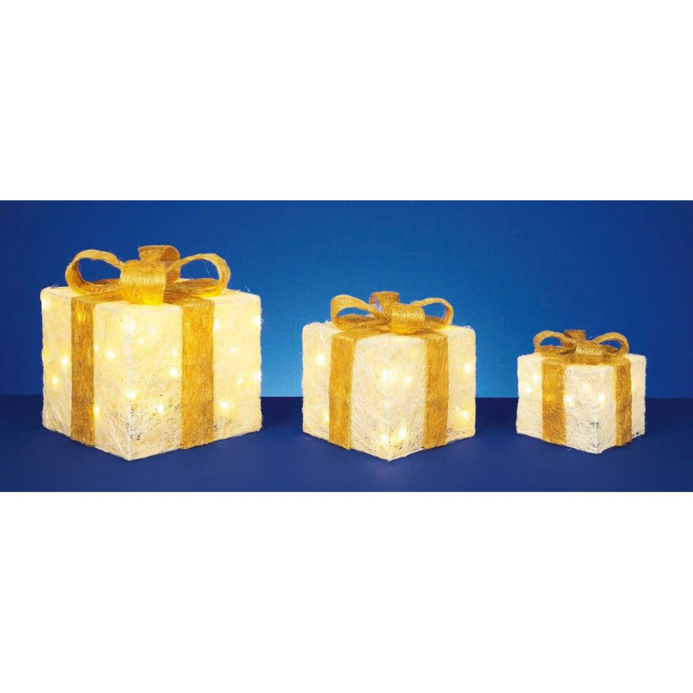 Premier Led Glitter Parcels 3 Piece - Fslv102703gc Cream/Gold