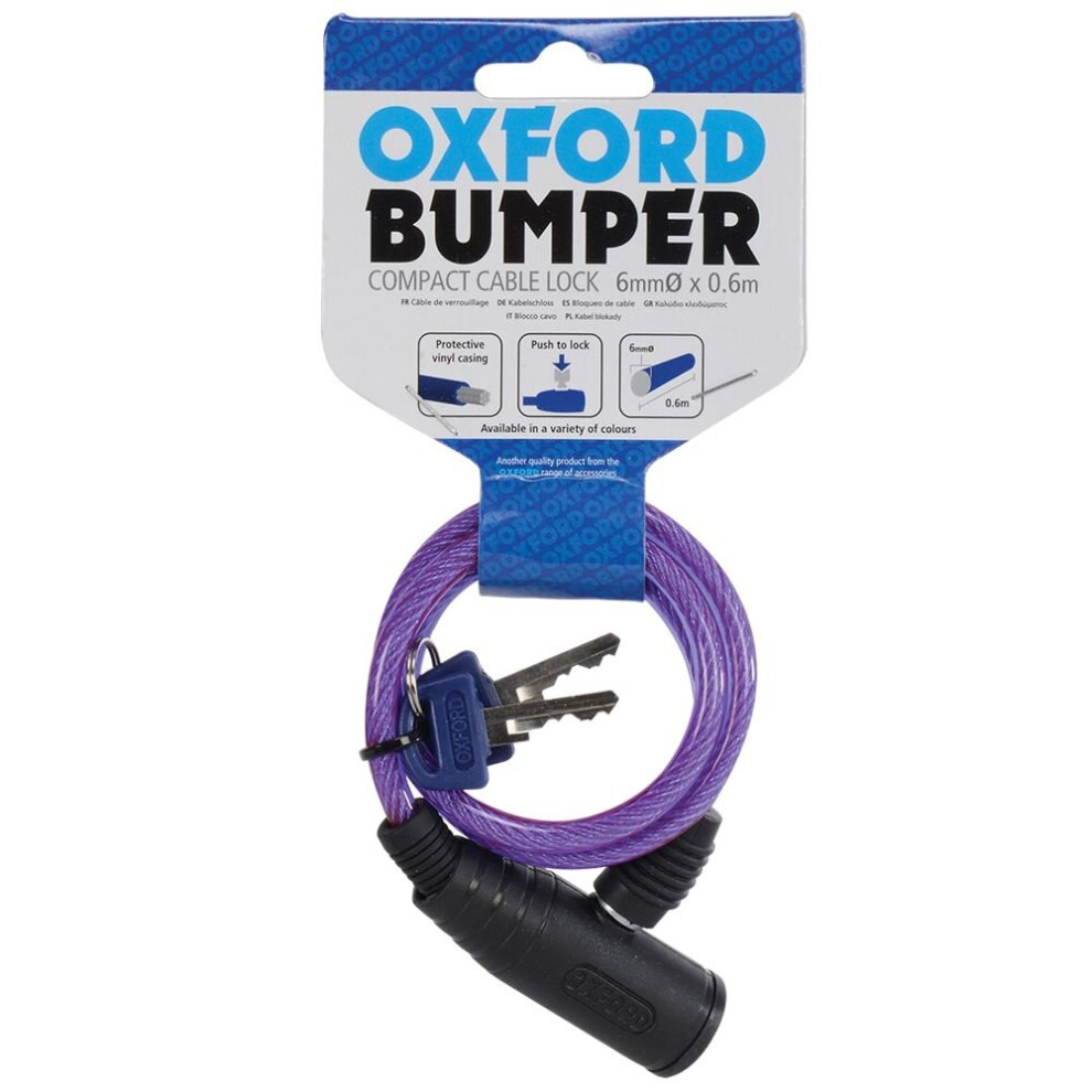 Oxford Bumper Cable Lock Purple 6Mm X 600Mm 5030009012037