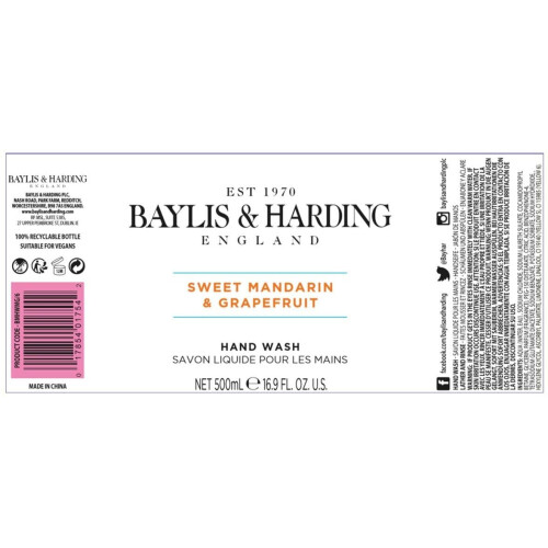 Baylis & Harding Baylis Harding Sweet Mandarin and Grapefruit Hand Wash, 500 ml, Pack 3 1