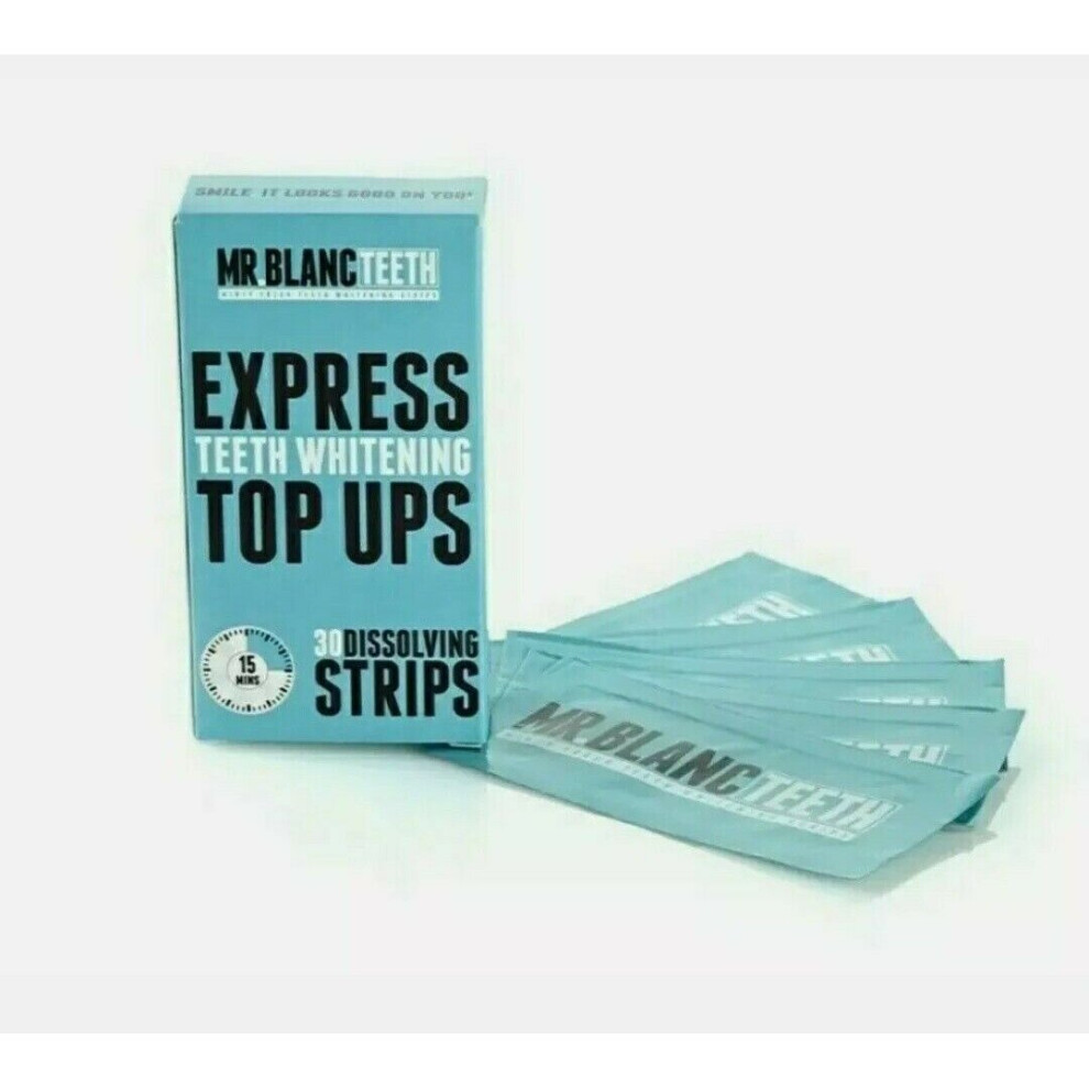 Mr Blanc Express Teeth Whitening Top Ups - 30 Dissolving Strips - Peroxide Free