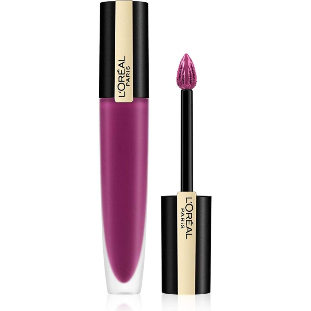 New L’oréal Paris L'oreal Paris Rouge Signature Metallic Liquid Lipstick- 104 I Rebel Aubergine