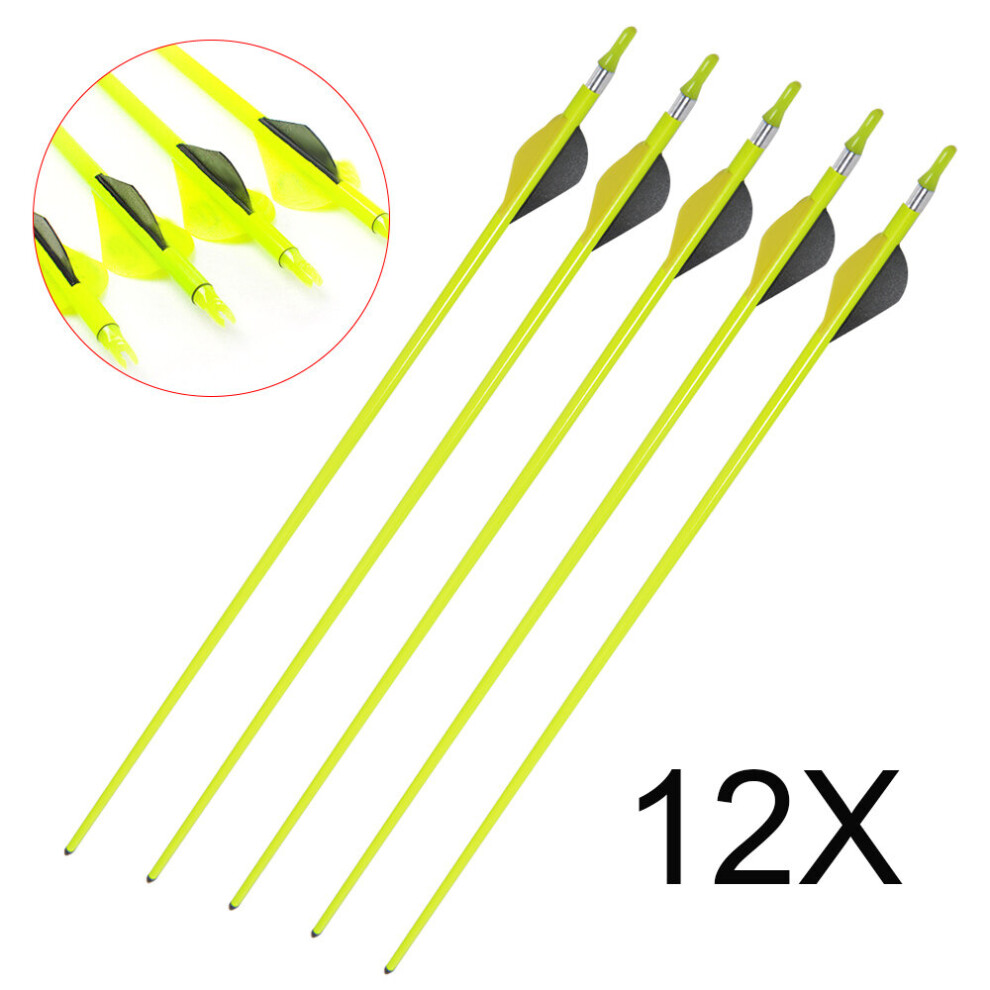 12Pcs Archery Arrows Carbon Arrow 30" Steel Tip For Recurve & Compound Light