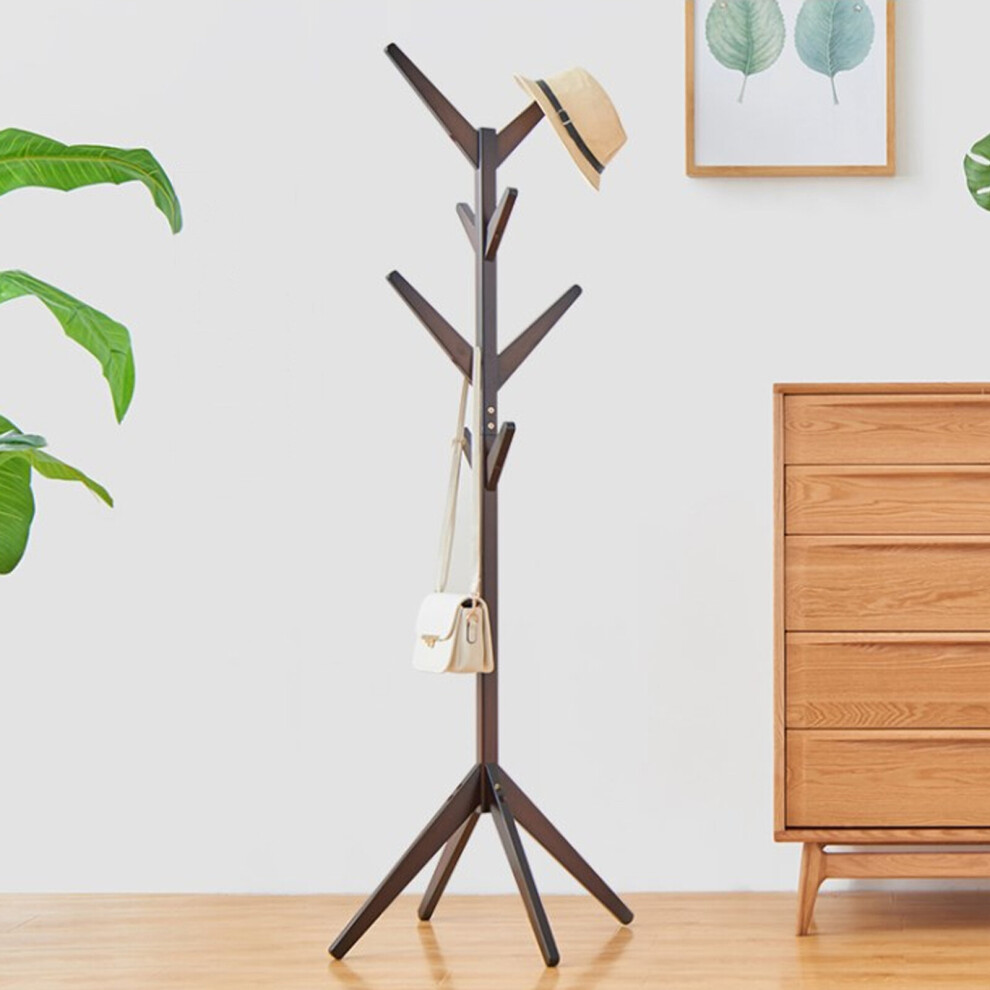 (Brown) Coat Stand Floor Standing Rack Clothes Hang