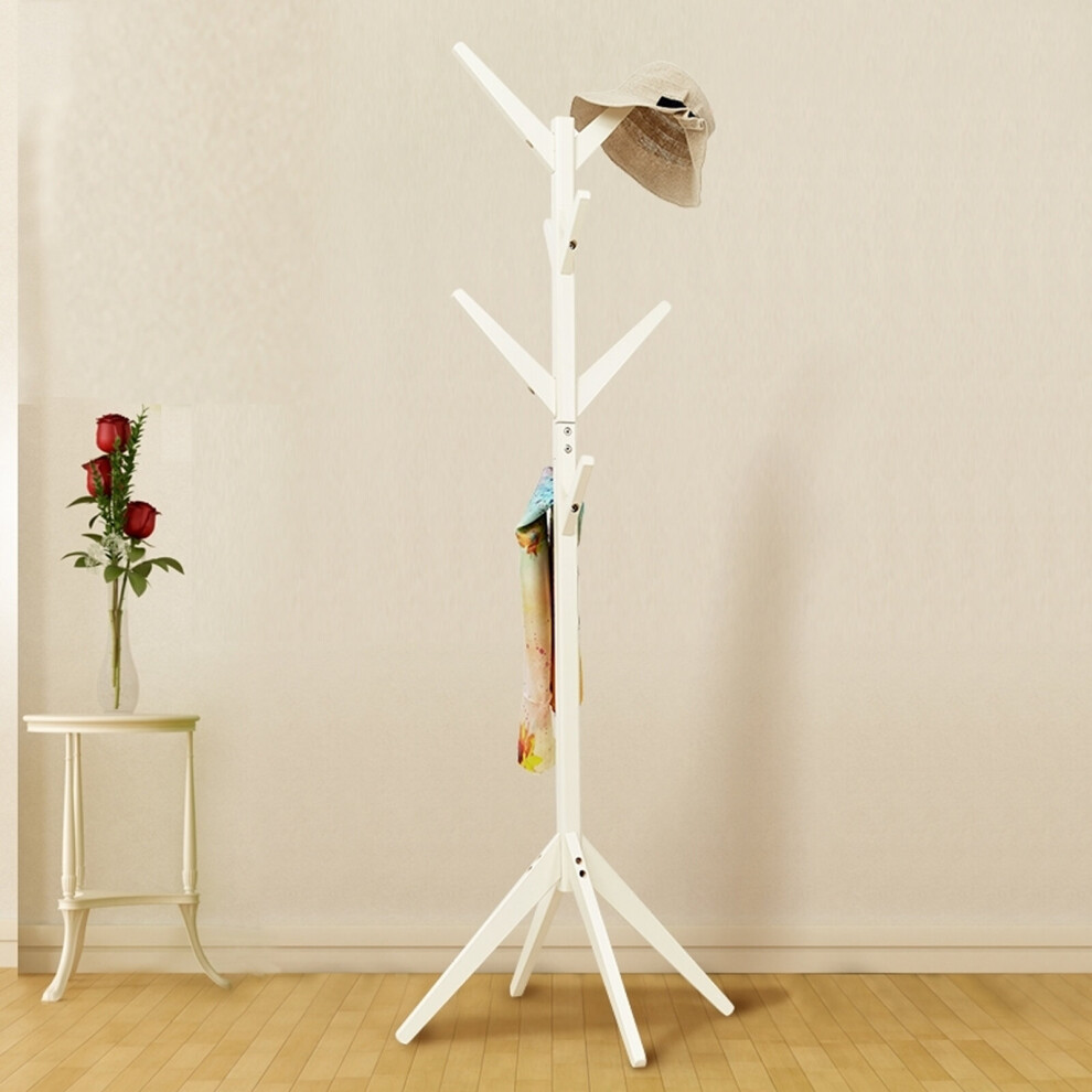 (White) Coat Stand Floor Standing Rack Clothes Hang