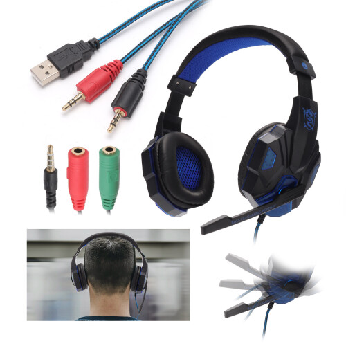 3.5mm Gaming Headset USB Wired LED Stereo with Mic For PC 1