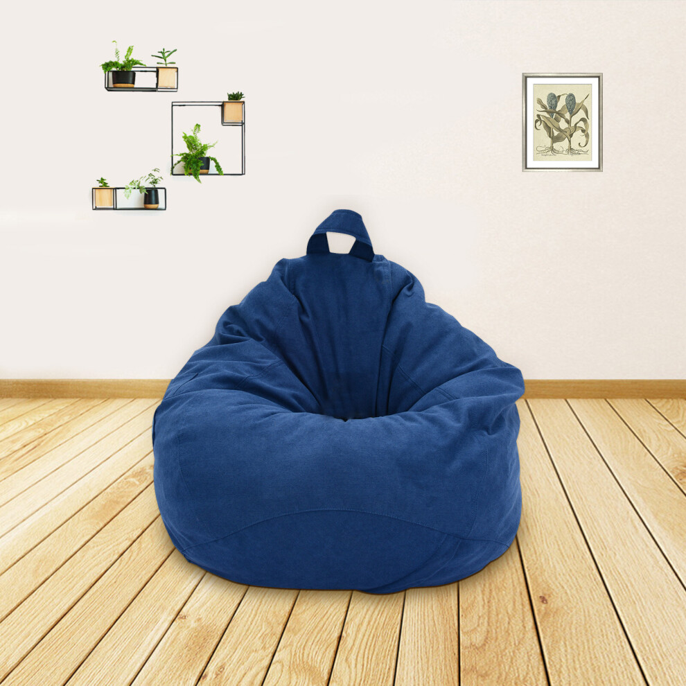 (Blue) Adults Kids Large Bean Bag Sofa Cover Indoor Lazy Lounger