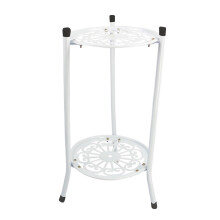 (White) 2 Holder Metal Plant Stand Flower Display