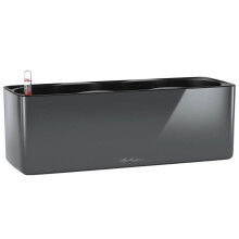 (Charcoal, H14 L40 W14) LECHUZA CUBE Glossy Triple Trough Poly Resin Self-watering Planter