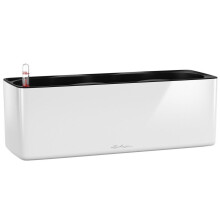 (Cream White, H14 L40 W14) LECHUZA CUBE Glossy Triple Trough Poly Resin Self-watering Planter