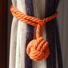 (Orange) A Pair of Rope Ball Curtain Rope Light