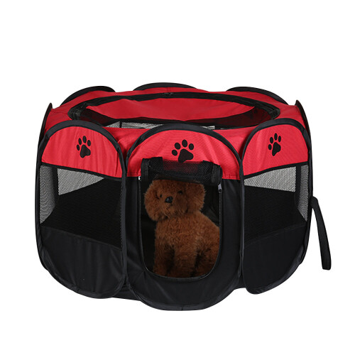 (Red) Pet Cage Kennel Soft Fabric Dog Playpen Cage 2