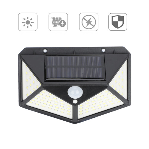 100 LED Solar Powered PIR Motion Sensor Wall Lights Outdoor Garden 1