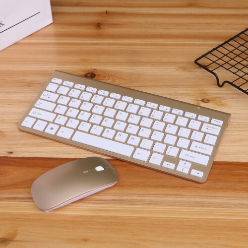 (Gold) Slim 2.4G Cordless Wireless Keyboard Mouse Set