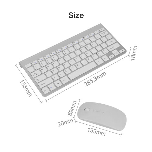 (Silver) Slim 2.4G Cordless Wireless Keyboard Mouse Set 1