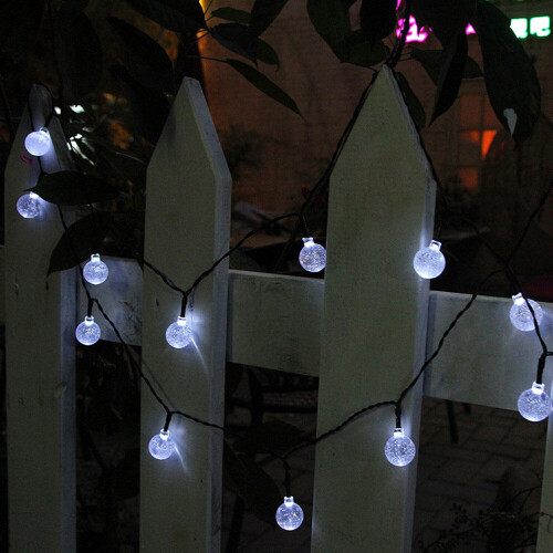 (White) 50 LED Solar-Powered Garden Lights 2