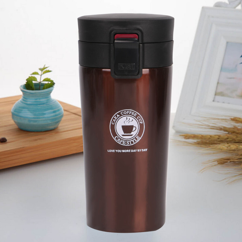 (Brown) Insulated Travel Coffee Mug Cup Thermal 