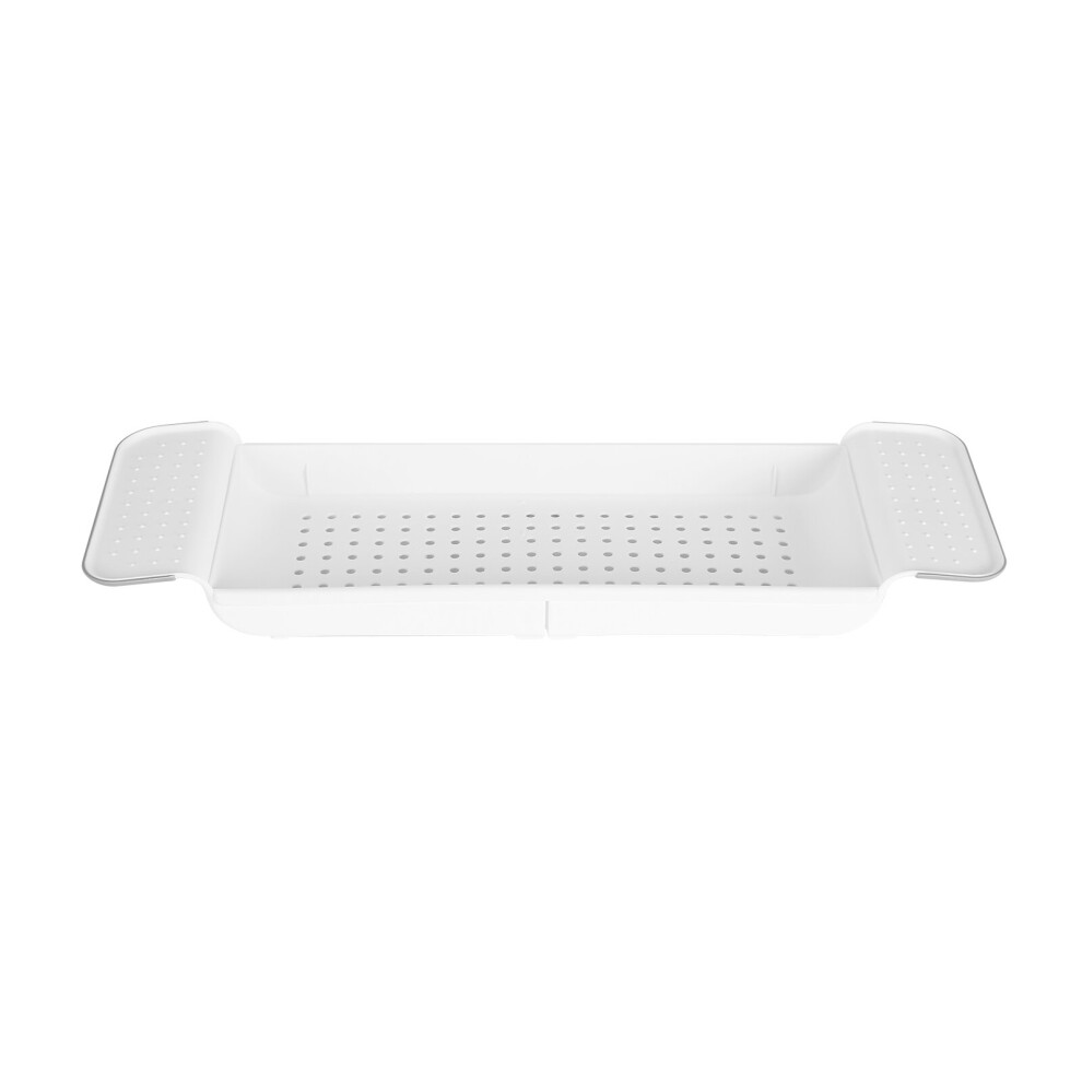 (White) Extendable Bath Rack Plastic Bathtub Shelf