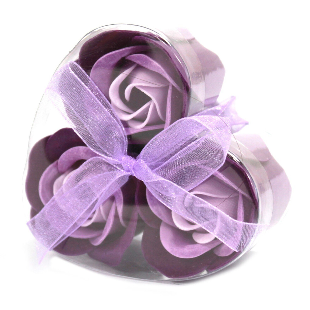Ancient Wisdom Lavender Set Of 3 Soap Flower Heart Box - Roses