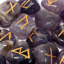Amethyst Rune Stone Set in Pouch – 25 Rune Stones for Divination and Insight