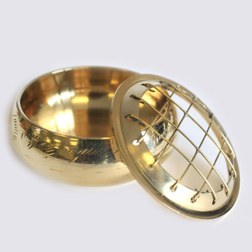 Polished Brass Charcoal Incense Jar 1