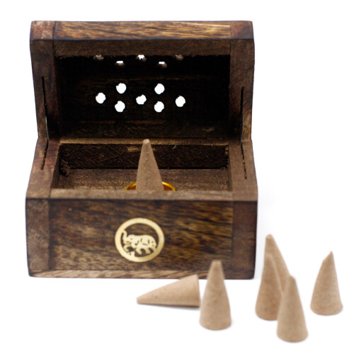 Mini Incense Cone Smoke Box - Mango Wood 1