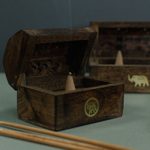 Mini Incense Cone Smoke Box - Mango Wood 2