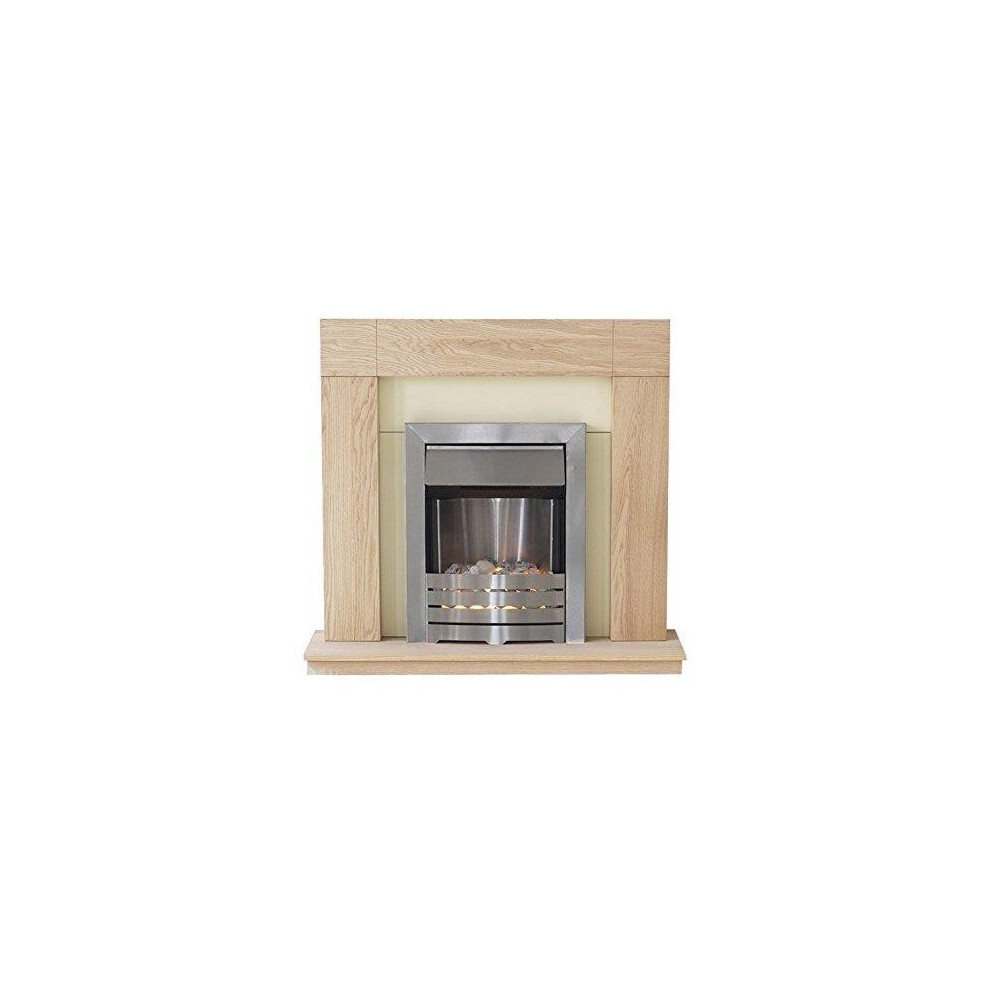 Adam Malmo Electric Fireplace Suite Oak with Helios Electric Fire, 2000 Watt