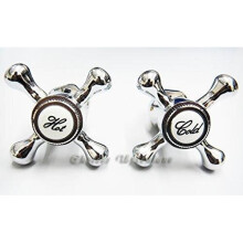 Replacement HOT & Cold Victorian Style Cross Head TAP TOP Covers Chrome Plated 1/2" for Basin/Bath & Kitchen Sink TAPS