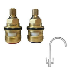 Franke Ascona 3308R Pair - Replacement Brass Quarter-Turn Ceramic Valve Cartridges (Set of 2)