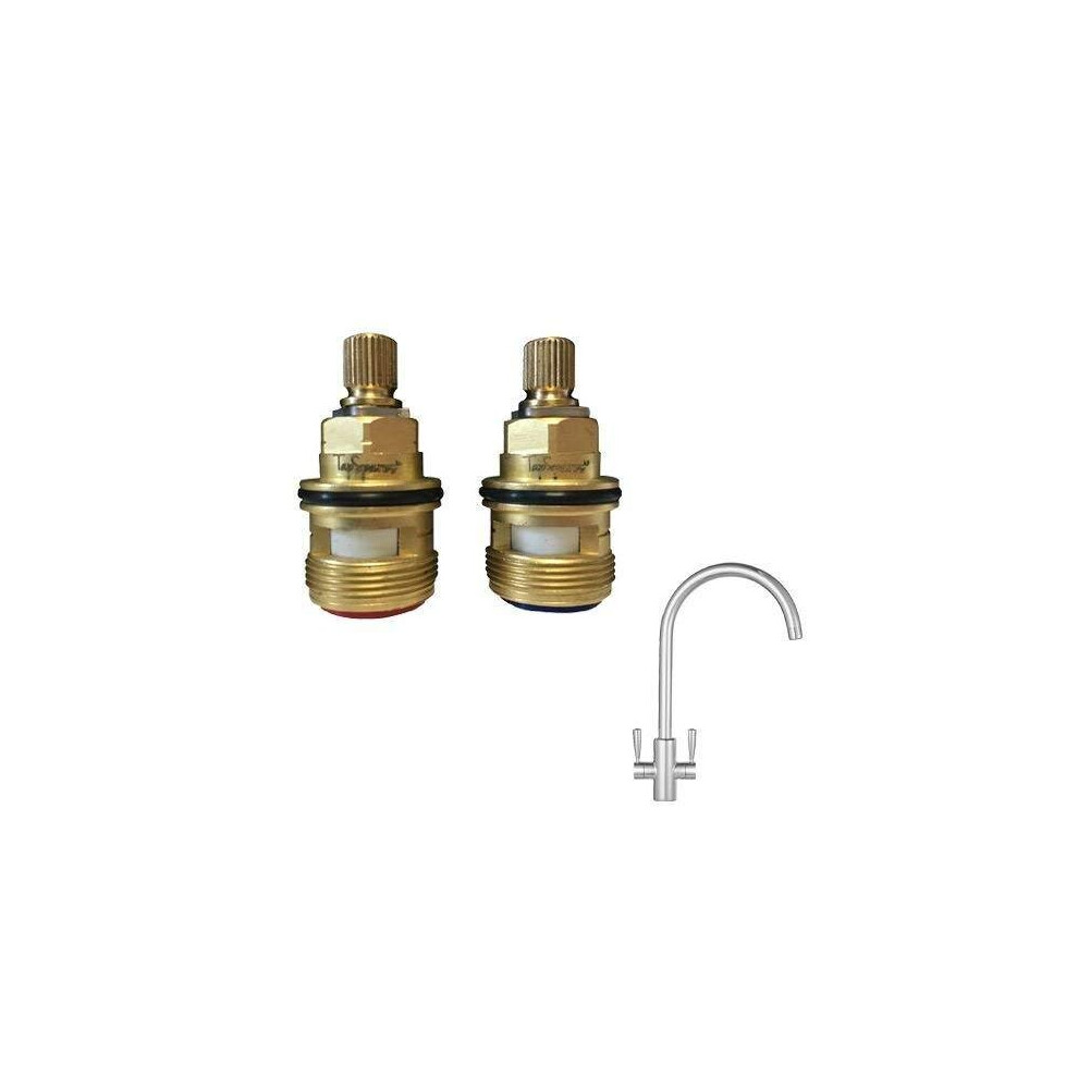 Tapsparesuk Franke Ascona 3308R Pair - Replacement Brass Quarter-Turn Ceramic Valve Cartridges (Set Of 2)