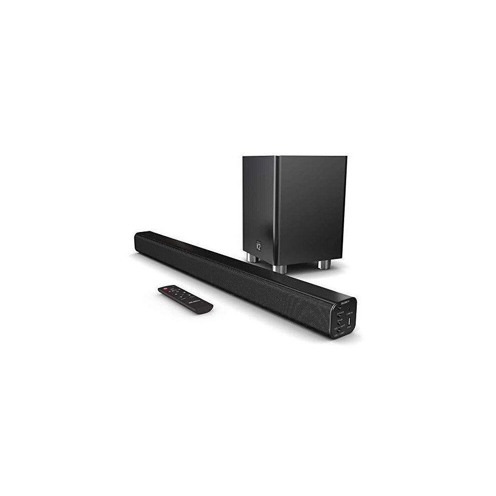 Majority K2 150W Soundbar Surround Sound System - Wireless Subwoofer - Bluetooth - Hdmi Arc (Cec) - Large Remote Control - Aux - Usb - Fm Radio - Op