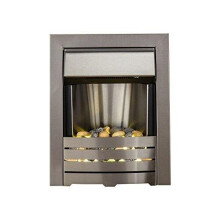 Adam Helios Brushed Steel Electric Fire with Pebble Bed Glow - Wall-Mounted, Plug-in, 1kW/2kW