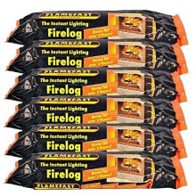 Flamefast 12 x Smokeless Firelogs Instant Lighting, Open Fire, Garden Chimineas 2hrs Burn, Environmentally Friendly