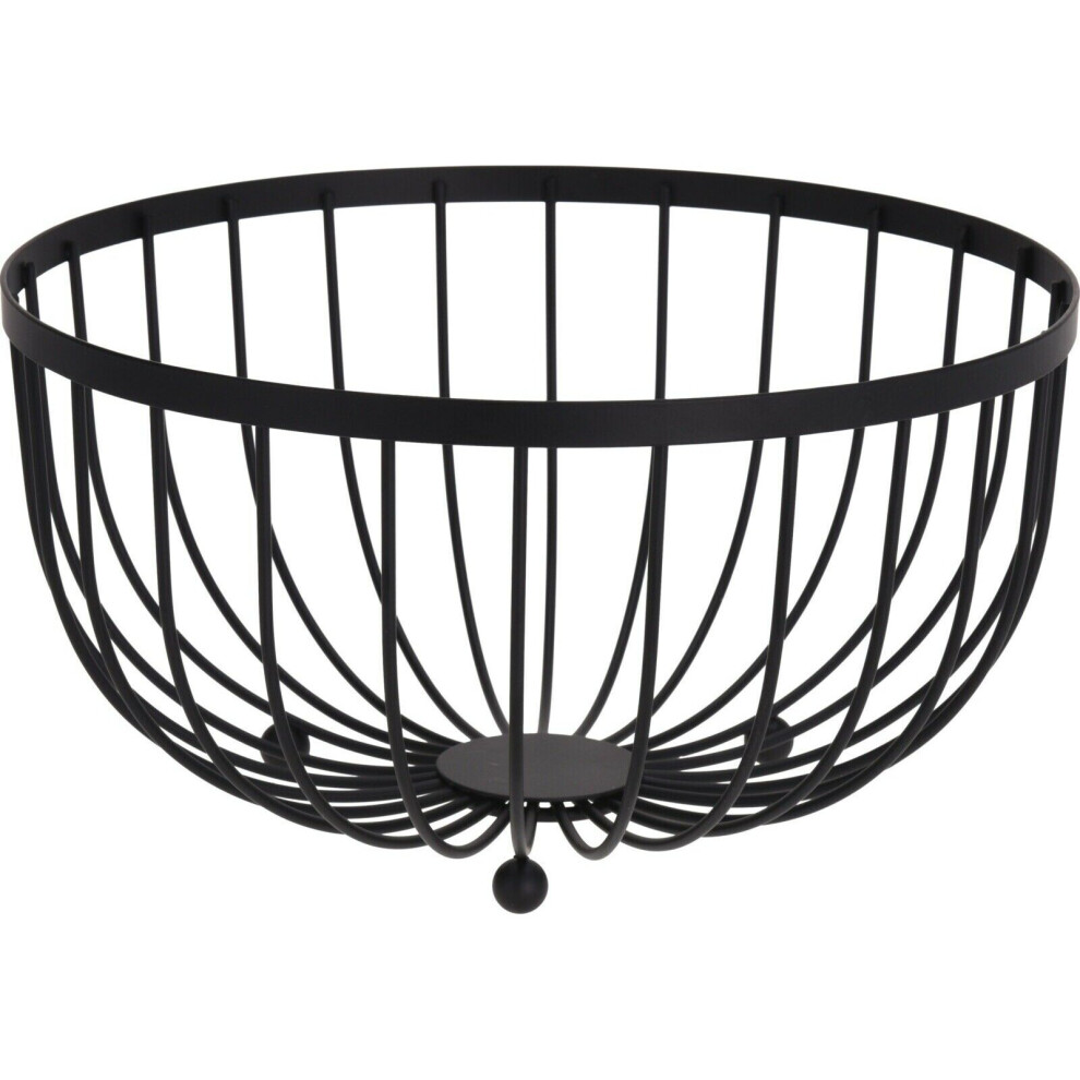 Large Round Black Fruit Bowl Storage Display Basket Centerpiece Bowl