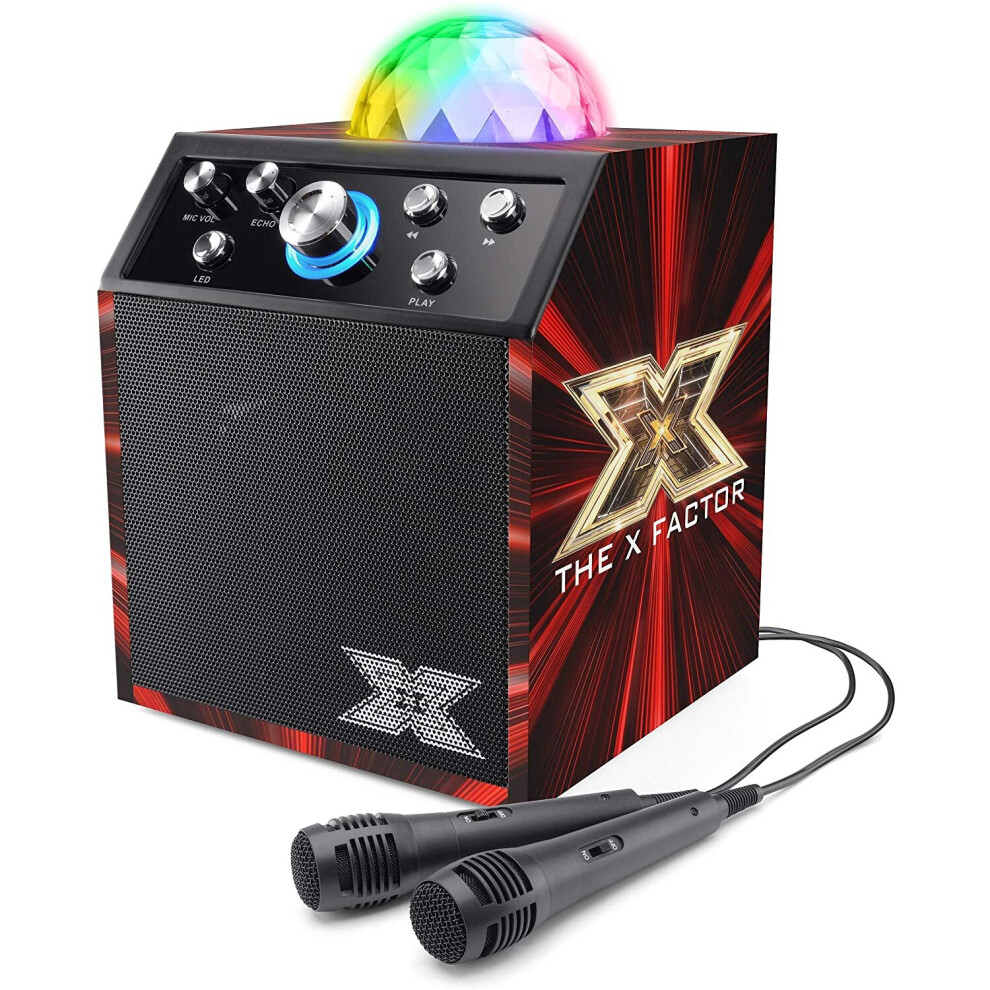 The X Factor Black Karaoke Machine Disco Cube Speaker With Bluetooth,