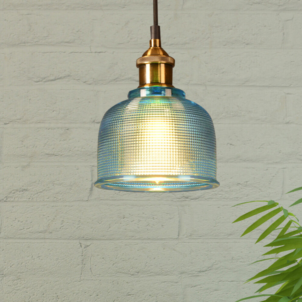 (Sky Blue) Vintage Industrial Retro Loft Style Glass Ceiling Wall Lamp Shade Pendant Light