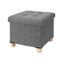 (Dark gray) Fabric Foot Rest Stool Storage Space Box Chair Cube Footstool Pouf Bench 4 Legs