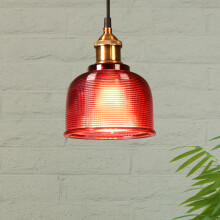(Red) Vintage Industrial Retro Loft Style Glass Ceiling Wall Lamp Shade Pendant Light