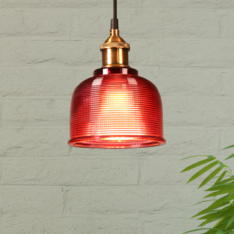 () Vintage Industrial Retro Loft Style Glass Ceiling Wall Lamp Shade Pendant Red/Light