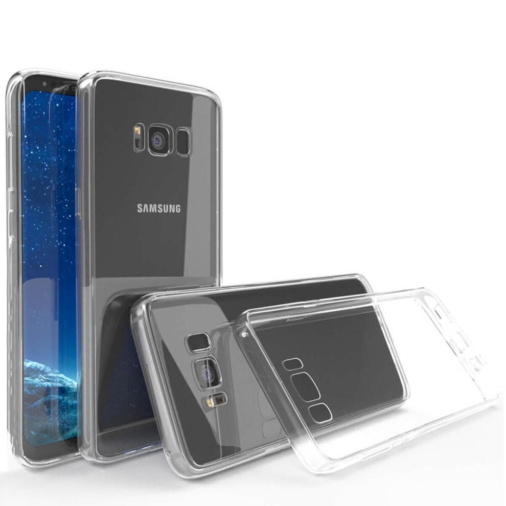(, For Samsung Galaxy S8+) Shockproof Tpu Bumper Case Gel Cover Tempered Glass Screen Protector For Samsung Clear 5056422854047