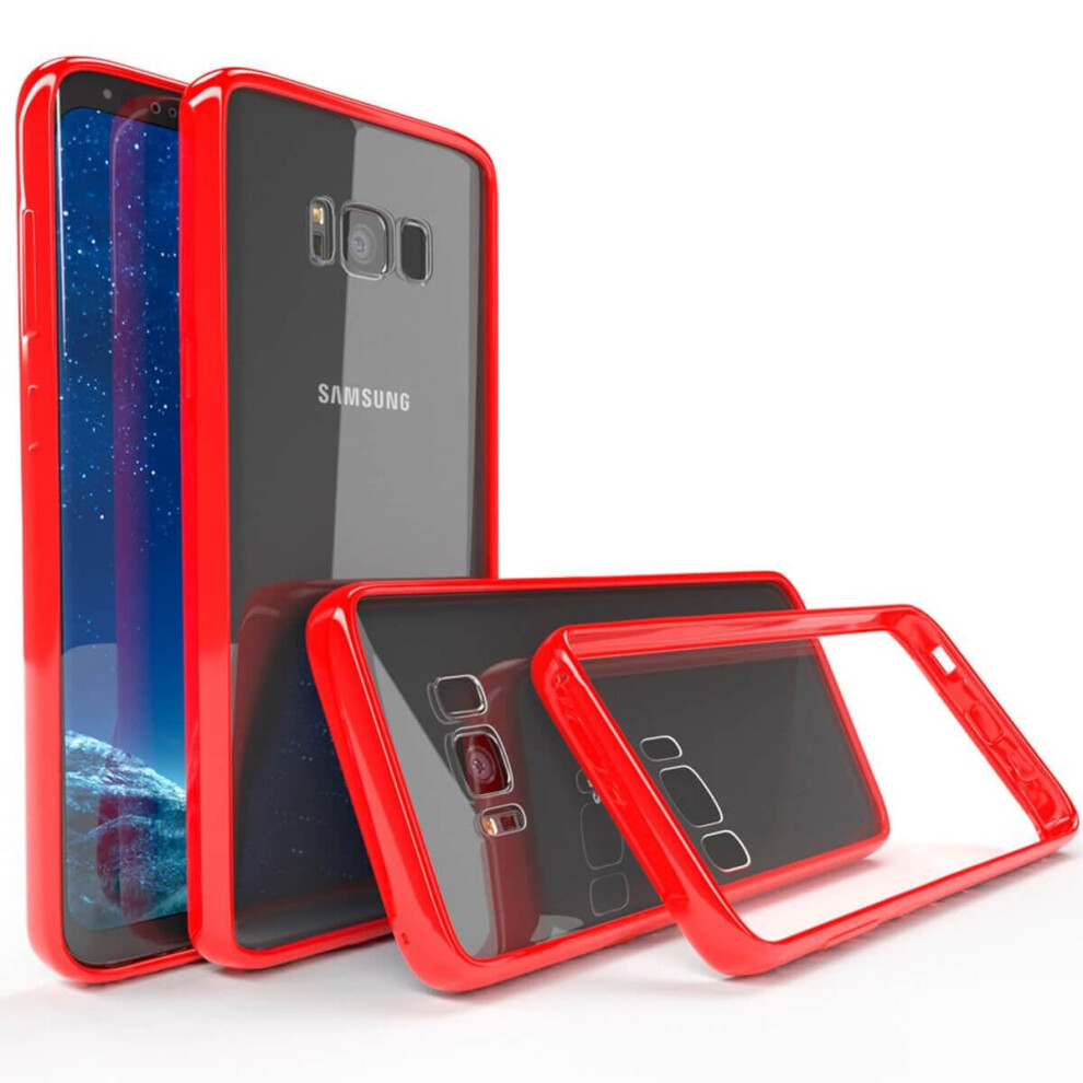 (, For Samsung Galaxy S8+) Shockproof Tpu Bumper Case Gel Cover Tempe Glass Screen Protector For Samsung Red 5056422854054
