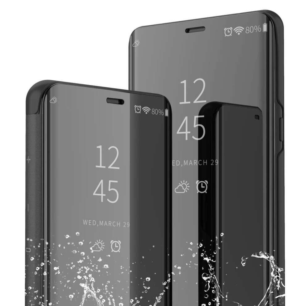 silver--for-samsung-galaxy-note9--mirror-flip-case-wallet-cover-built-in-chip-glass-screen-protector-for-samsung