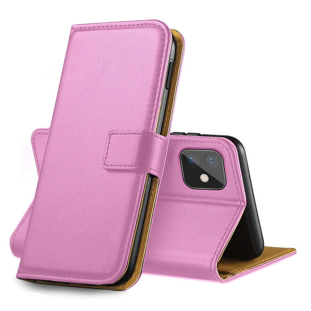 light-pink--for-apple-iphone-11-pro--leather-flip-wallet-magnetic-stand-card-case-glass-screen-protector-for-apple