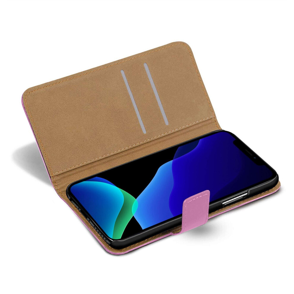 light-pink--for-apple-iphone-11-pro--leather-flip-wallet-magnetic-stand-card-case-glass-screen-protector-for-apple