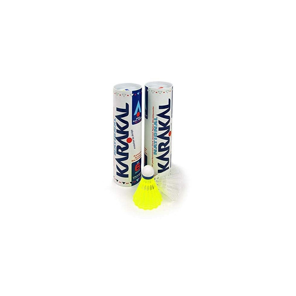 (Yellow) Karakal Badminton National Shuttlecocks Medium Blue Speed - Pack Of 6